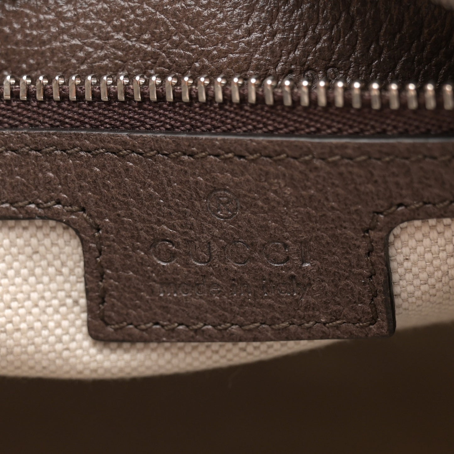 GG Supreme Monogram Textured Calfskin Web Large Attache Shoulder Bag Beige Ebony New Acero