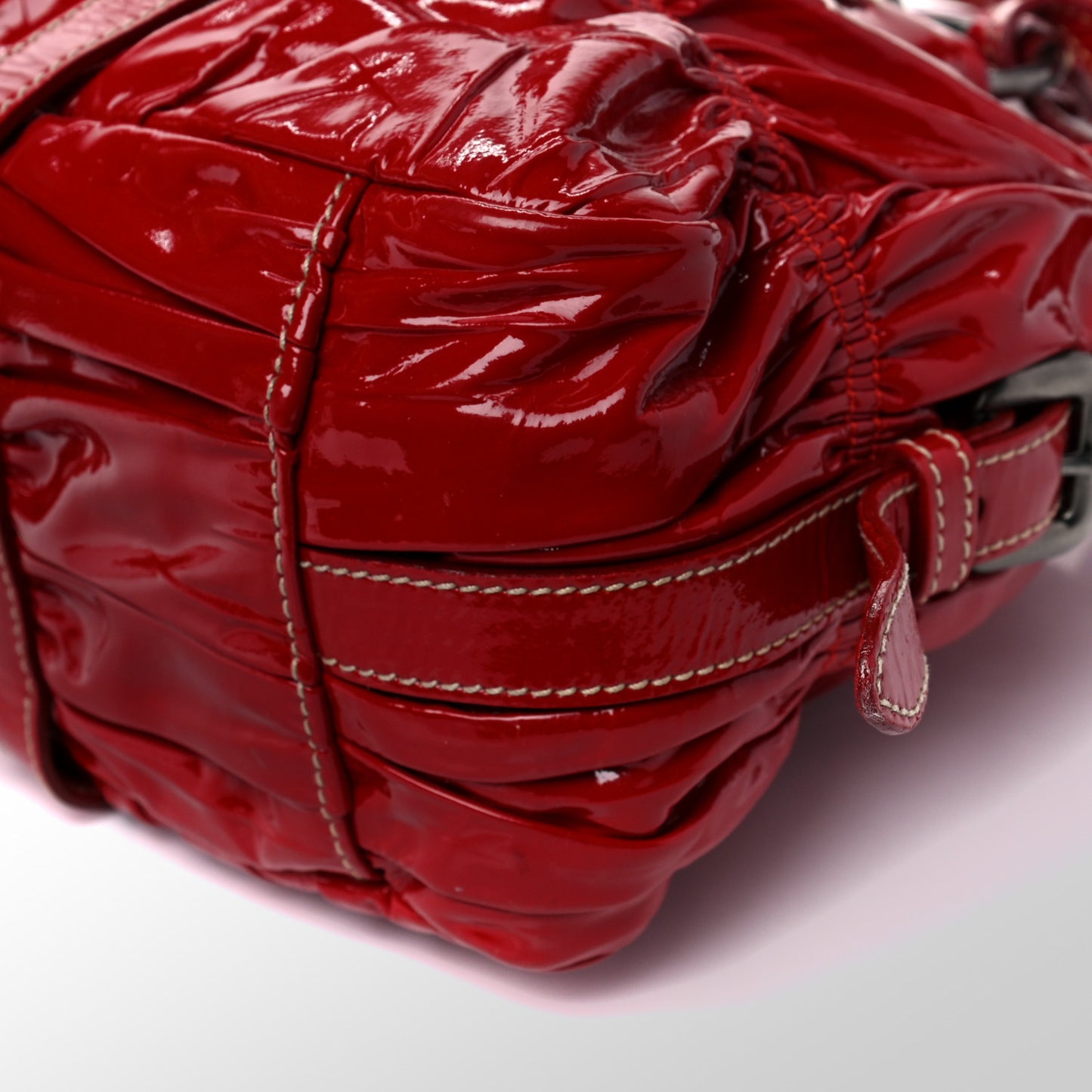 Vernice Gaufre Shopping Satchel Rosso