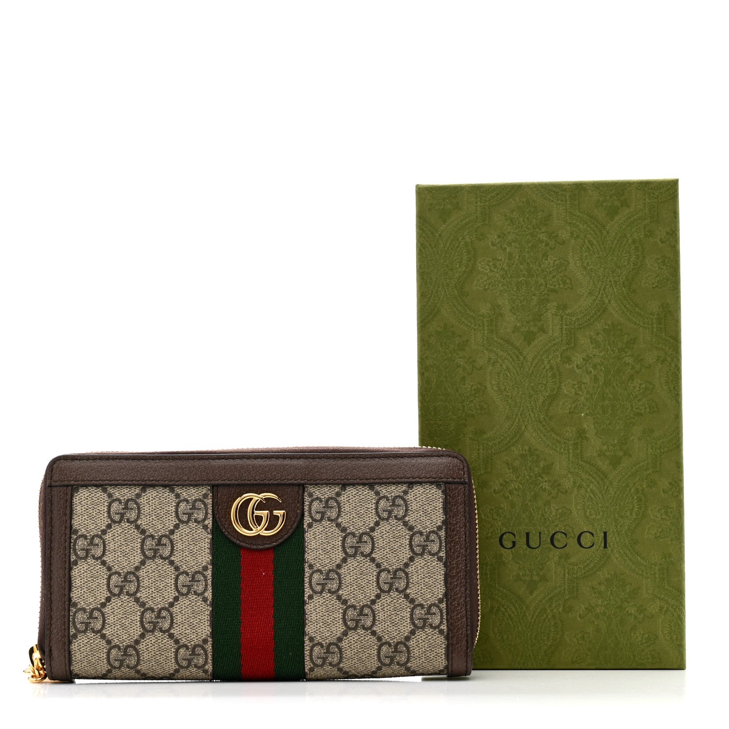 Gucci GG Supreme Monogram Web Ophidia Zip Around Wallet Brown 8 of 8