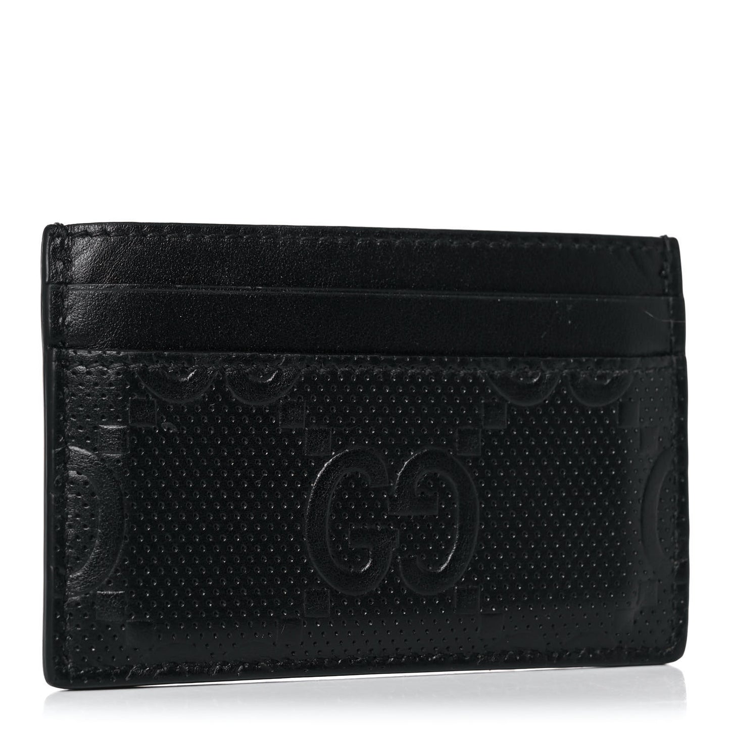 Calfskin GG Tennis Embossed Card Holder Black