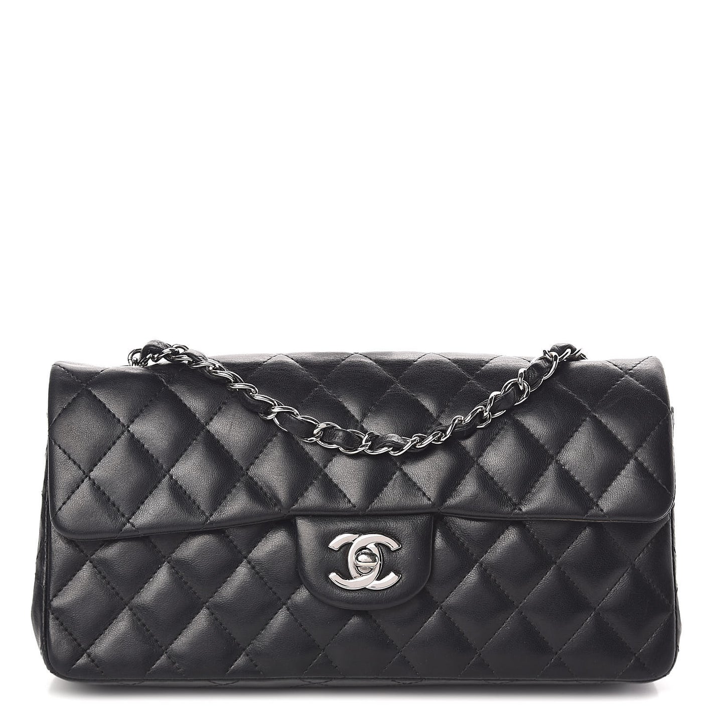 Lambskin Quilted East West Flap Black