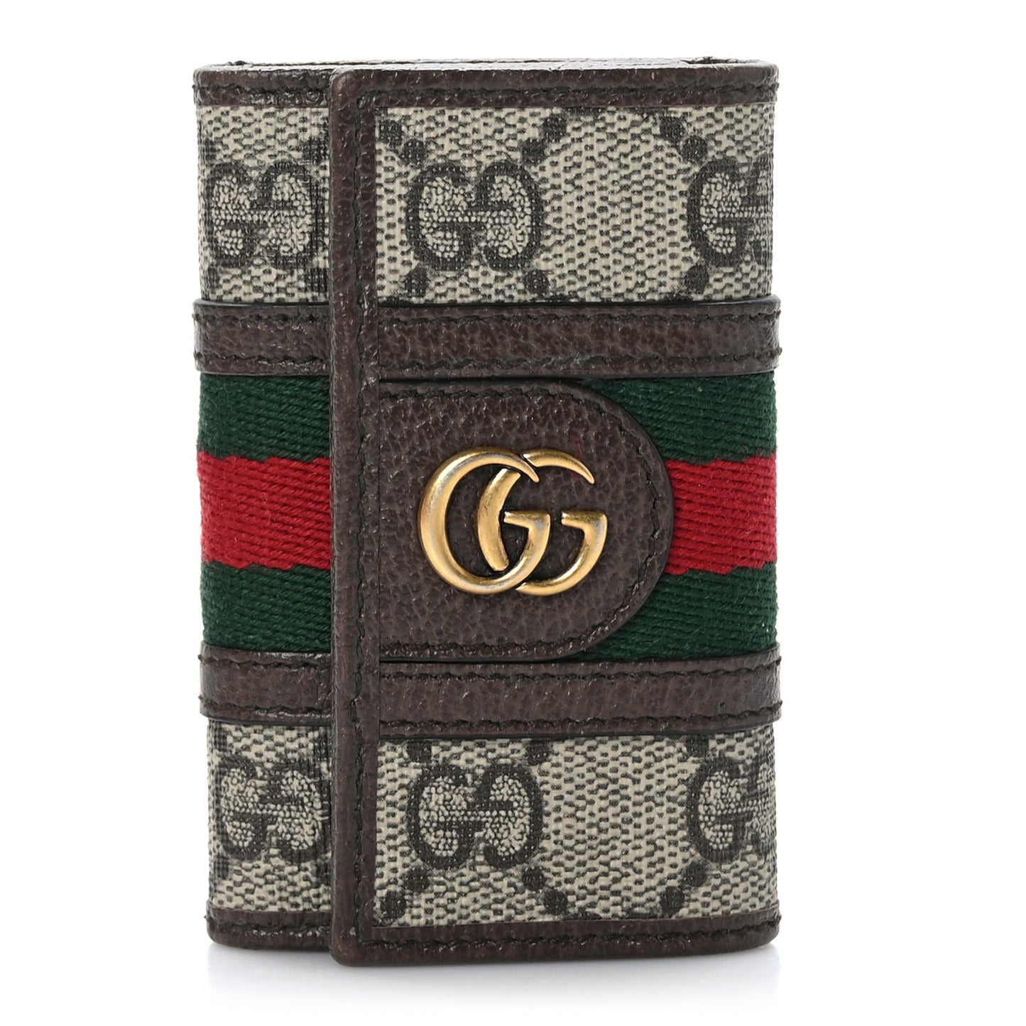 GG Supreme Monogram Web Ophidia 6 Key Holder Case Beige New Acero