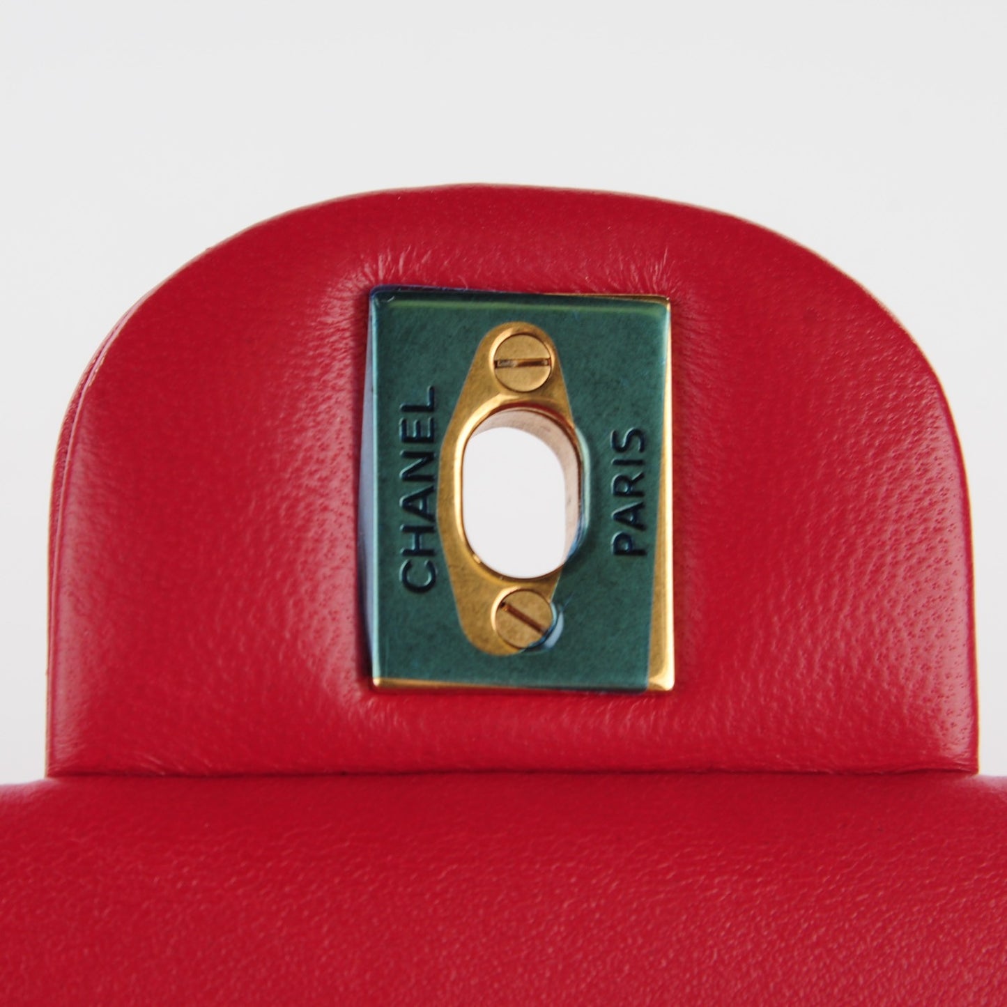 Lambskin Chevron Medium Double Flap Dark Red