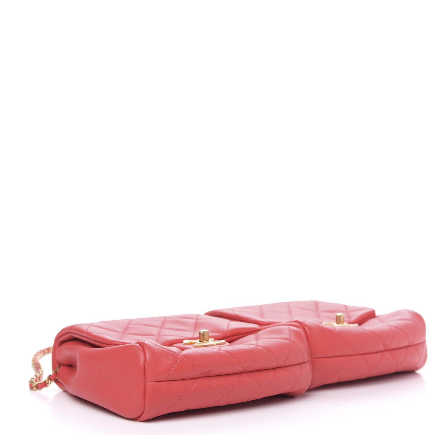 Lambskin Quilted Side-Packs Red