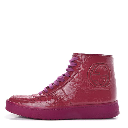 Gucci Soft Patent Womens High Top Sneakers 35.5 Fuchsia 1 of 9