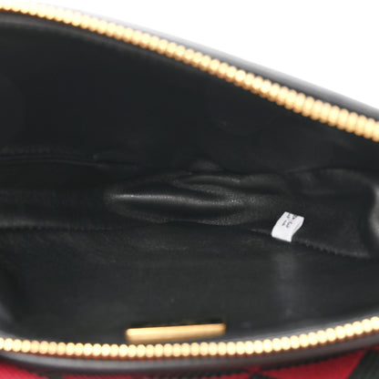 Prada Jacquard Calfskin Triangolo Symbole Embroidered Mini Triangle Double Bag Black Ciliegia 5 of 10