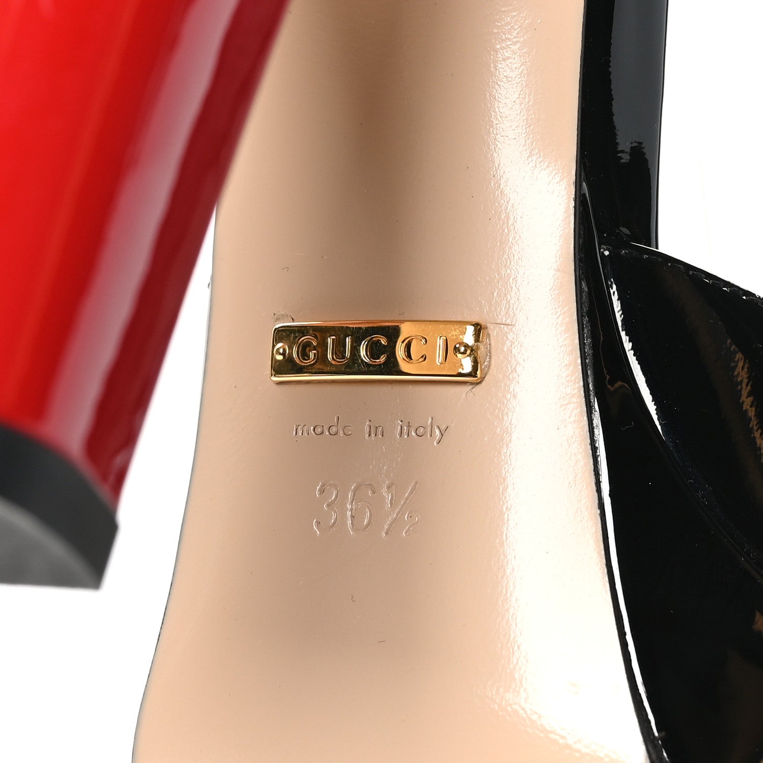 Gucci Patent Crystal GG Bow Sadie Spike Ankle Strap d'Orsay Platform High Heel Pumps 36.5 Black 7 of 10