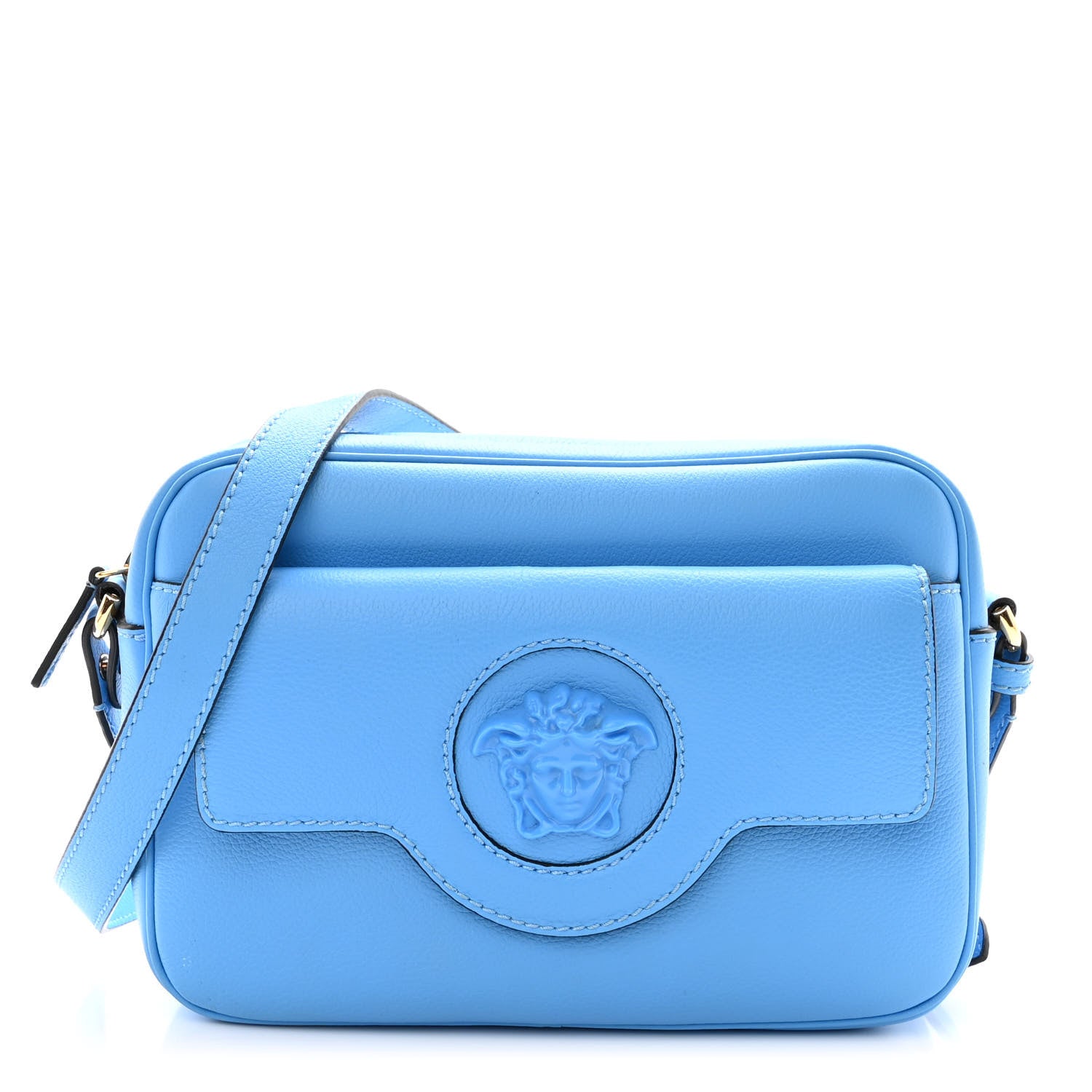 Versace Grained Calfskin Medusa Camera Bag Blue 1 of 9