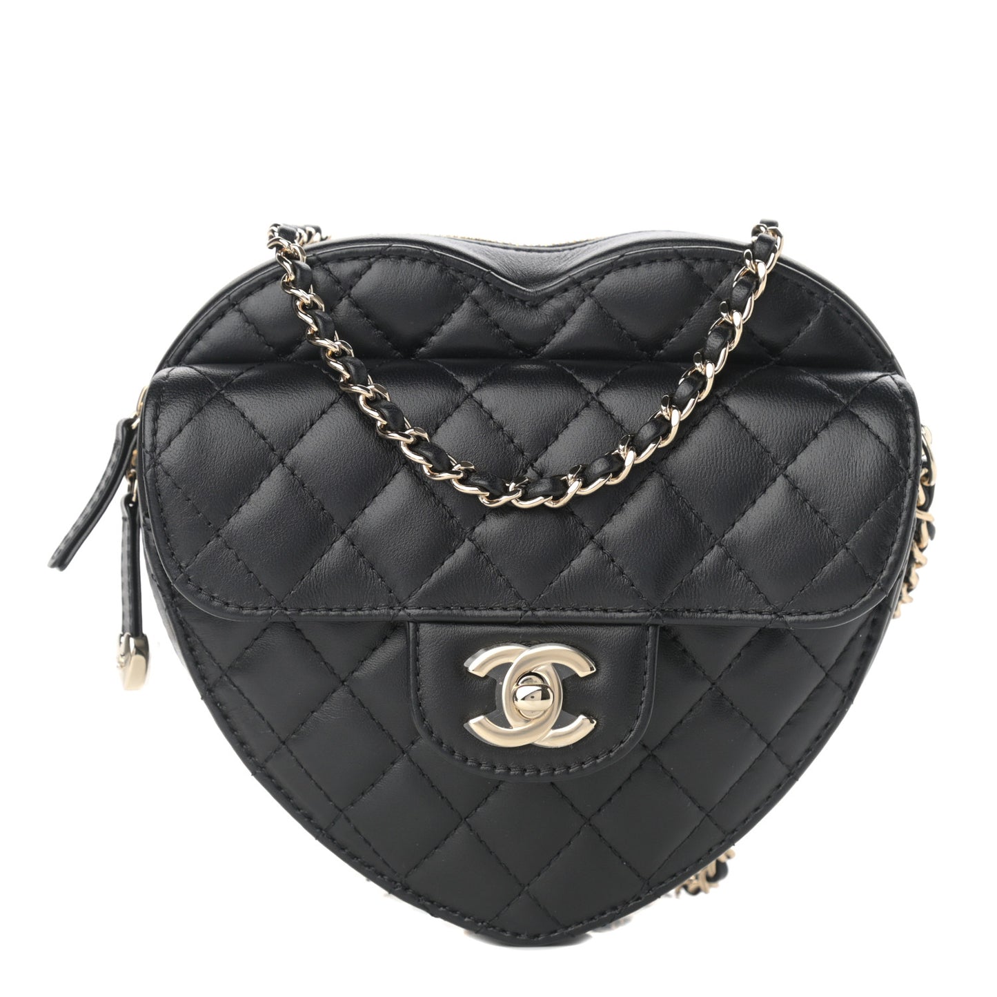 Lambskin Quilted CC In Love Heart Bag Black