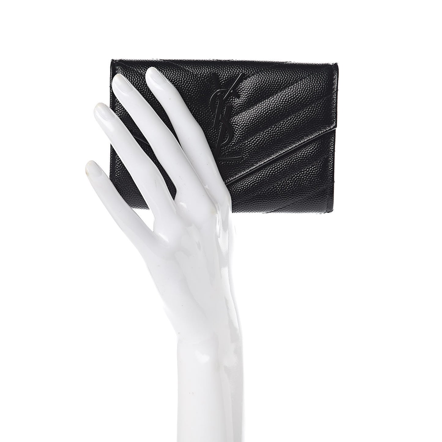 Grain De Poudre Matelasse Chevron Small Monogram Envelope Wallet Black