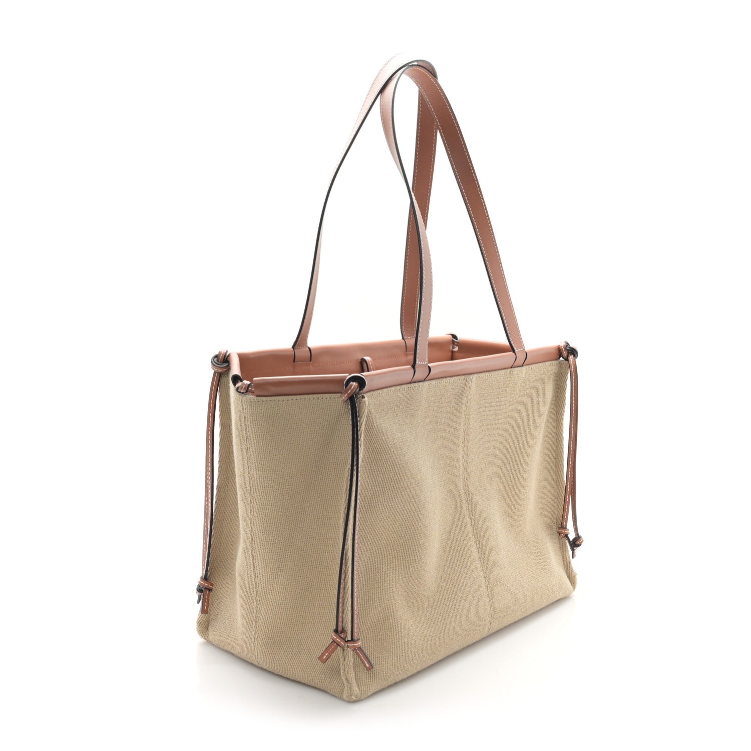 Loewe Canvas Calfskin Cushion Tote Natural 3 of 12