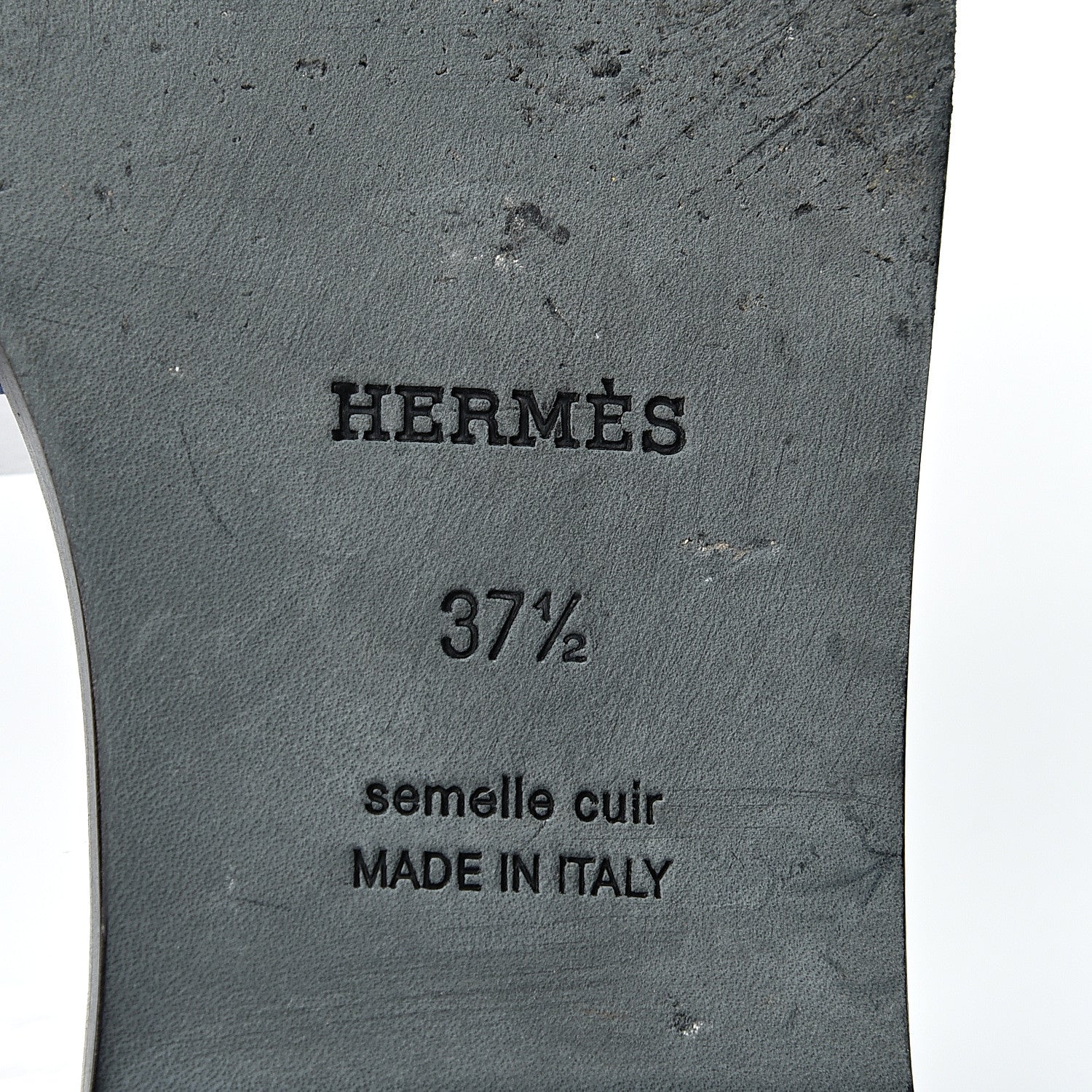 Hermes Calfskin Oran Sandals 37.5 Bleu 7 of 10