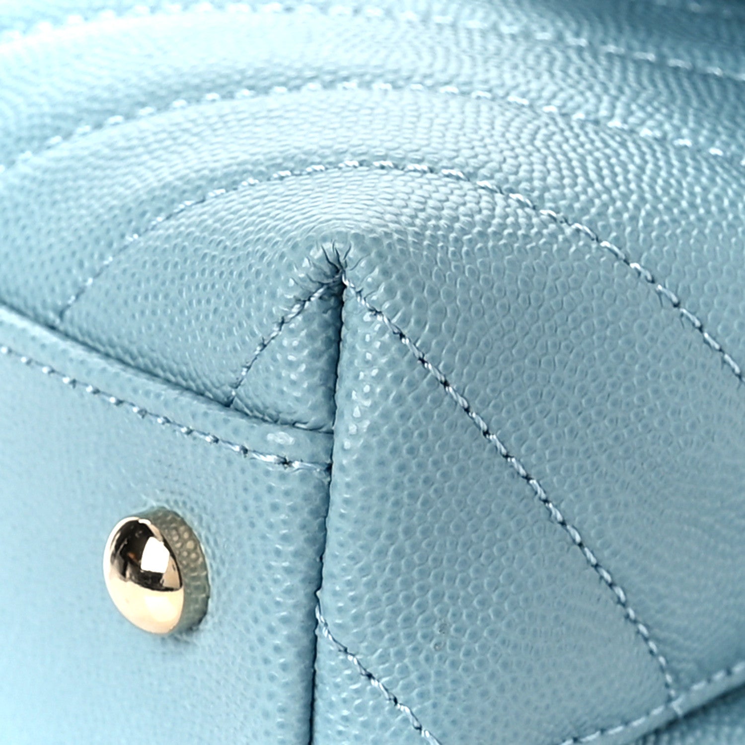 Chanel Caviar Chevron Quilted Mini Coco Handle Flap Sky Blue 9 of 9