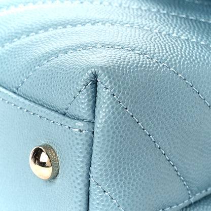 Chanel Caviar Chevron Quilted Mini Coco Handle Flap Sky Blue 9 of 9