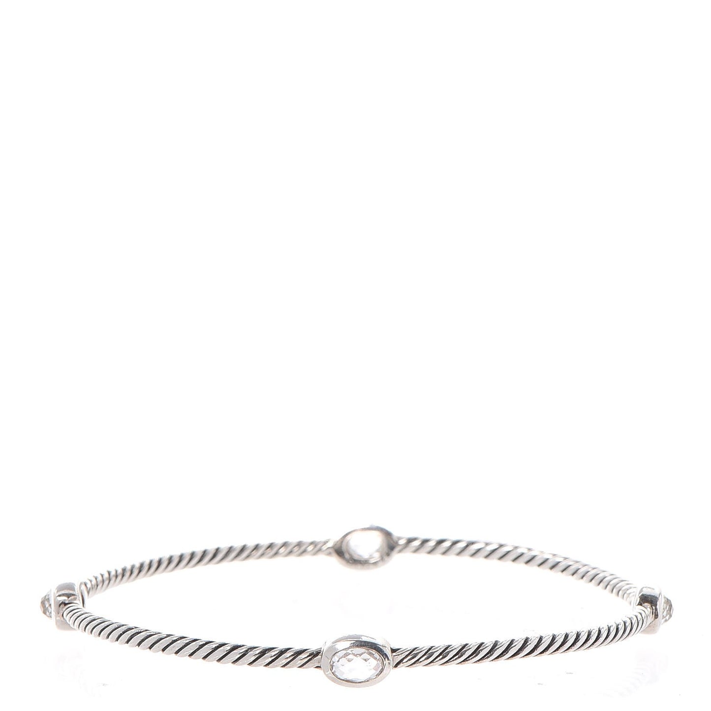 Sterling Silver Crystal Color Classics Cable Bangle Bracelet Set of 2