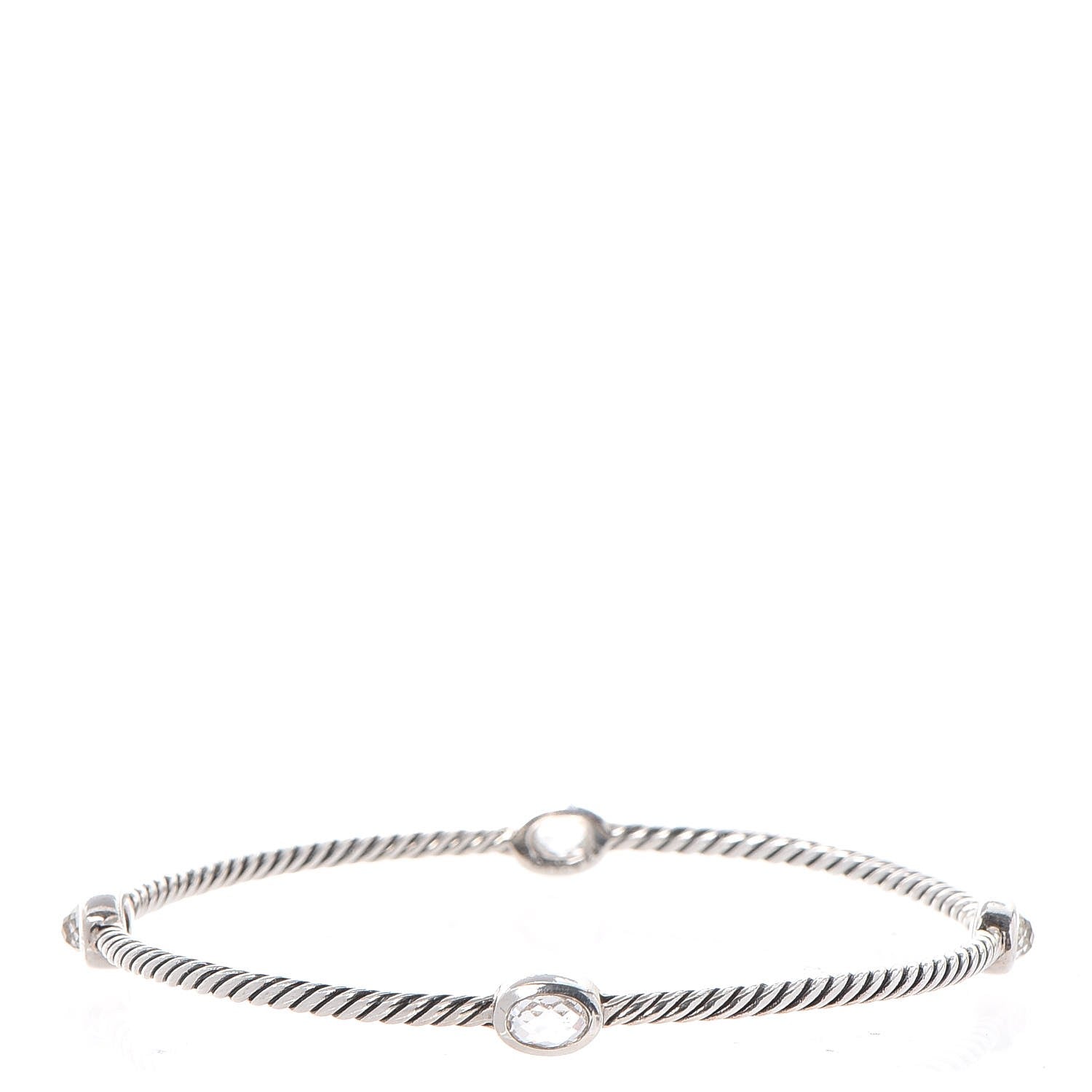 David Yurman Sterling Silver Crystal Color Classics Cable Bangle Bracelet Set of 2 4 of 8