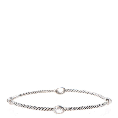 David Yurman Sterling Silver Crystal Color Classics Cable Bangle Bracelet Set of 2 4 of 8
