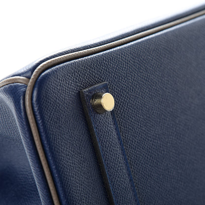 Hermes Epsom Horseshoe Birkin 35 Bleu Saphir Etain 7 of 35