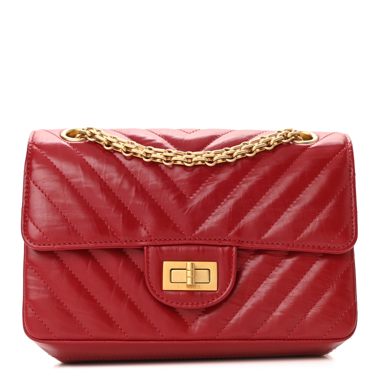 Aged Calfskin Chevron Quilted 2.55 Reissue Mini Flap Dark Red