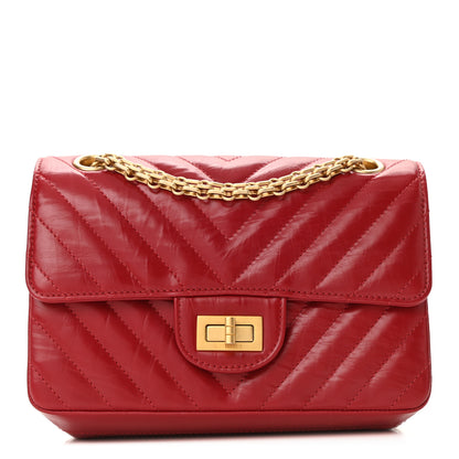 Chanel Aged Calfskin Chevron Quilted 2.55 Reissue Mini Flap Dark Red 1 of 10