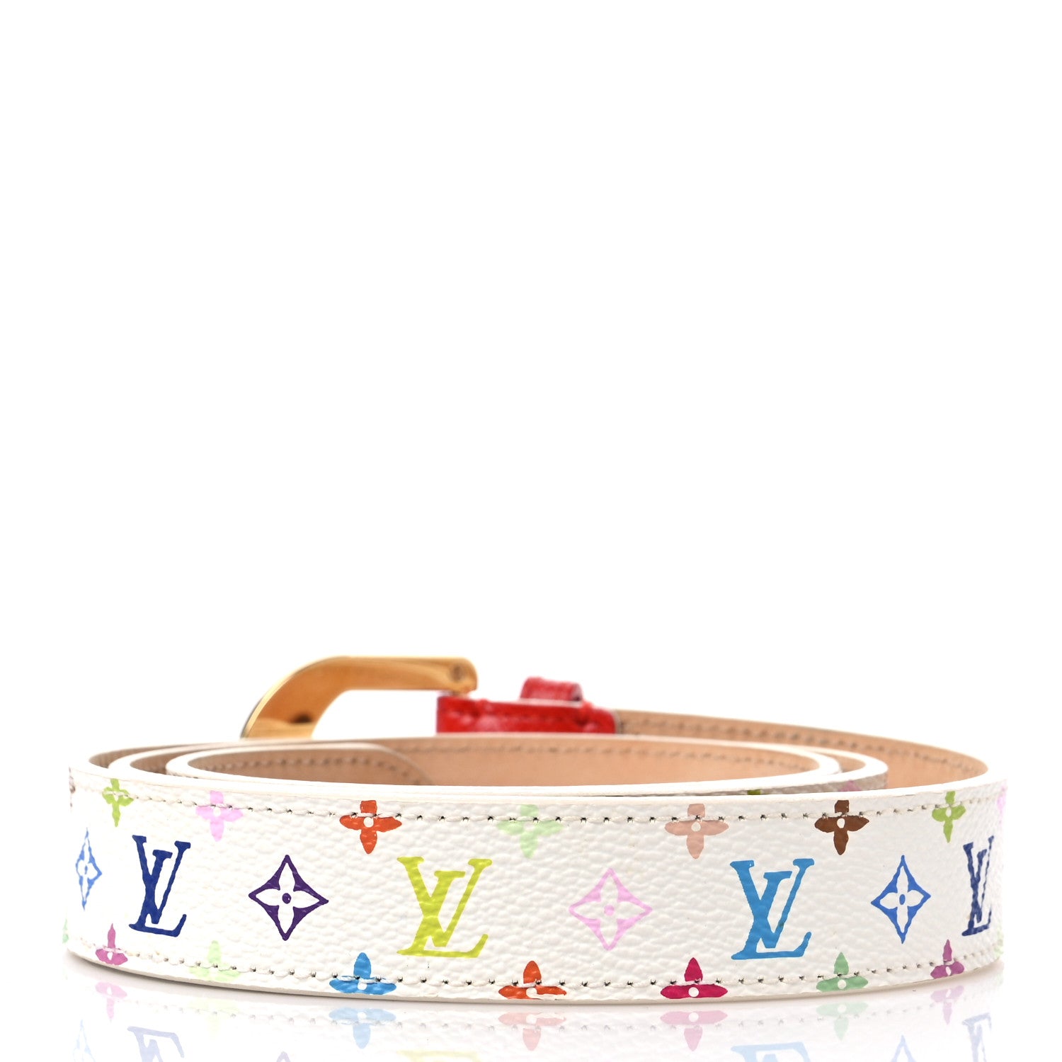 Louis Vuitton Monogram Multicolor Belt 85 34 White Red 2 of 5