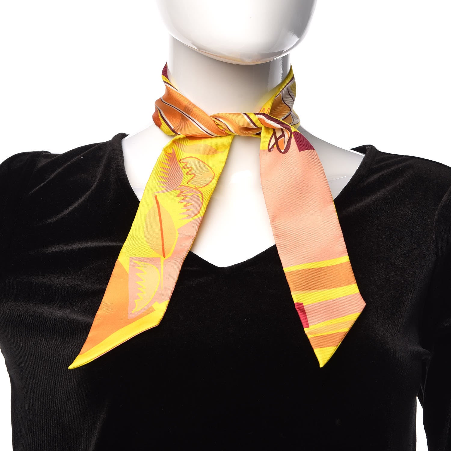 Hermes Silk Sea Surf and Fun Twilly Jaune Vif Abricot Soleil 2 of 6