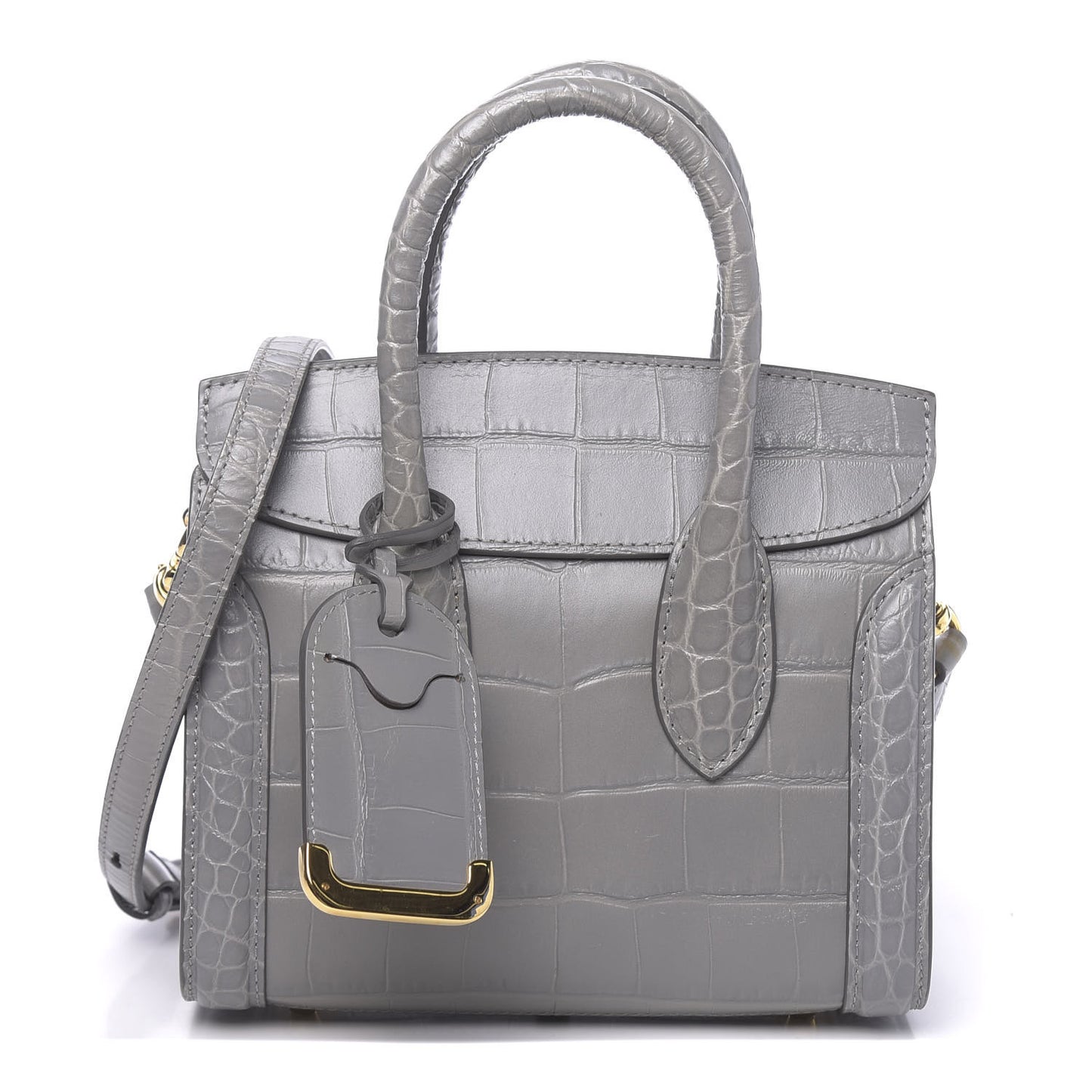 Calfskin Crocodile Embossed Mini Heroine 21 Smog