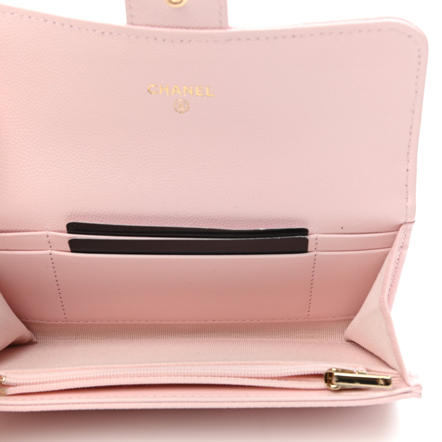 Caviar Quilted Medium Flap Wallet Light Pink