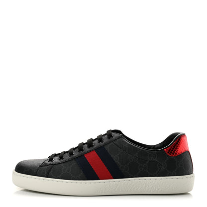 Gucci GG Supreme Monogram Ayers Web Mens New Ace Sneakers 10 Black 1 of 10