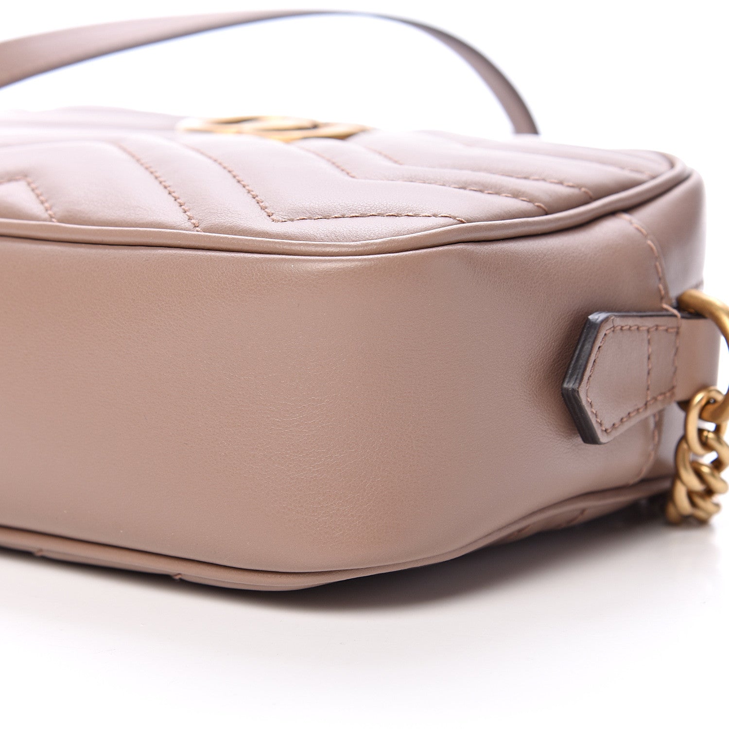 Gucci Calfskin Matelasse Mini GG Marmont Chain Shoulder Bag Porcelain Rose 9 of 9