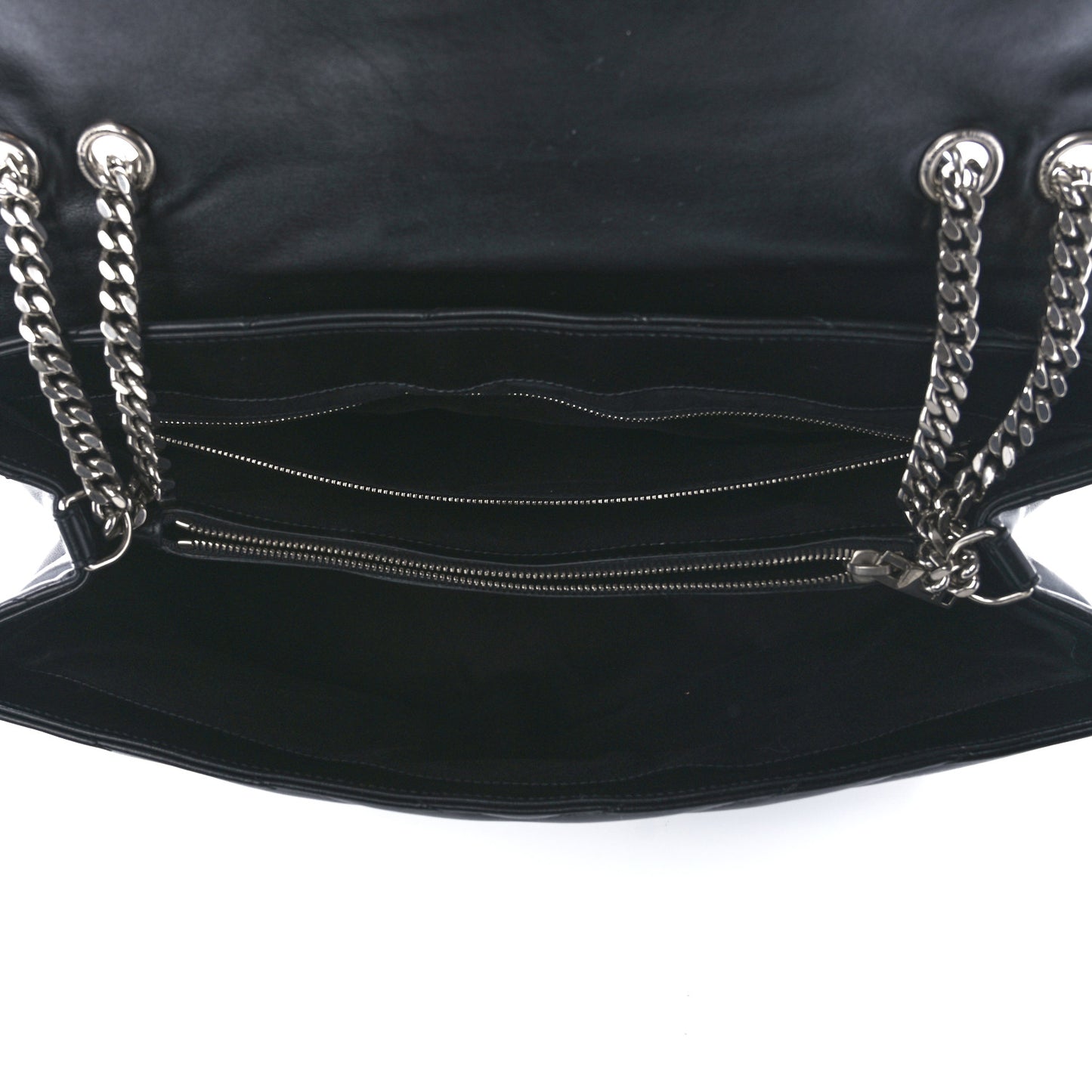Calfskin Y Quilted Monogram Large Loulou Chain Satchel Black