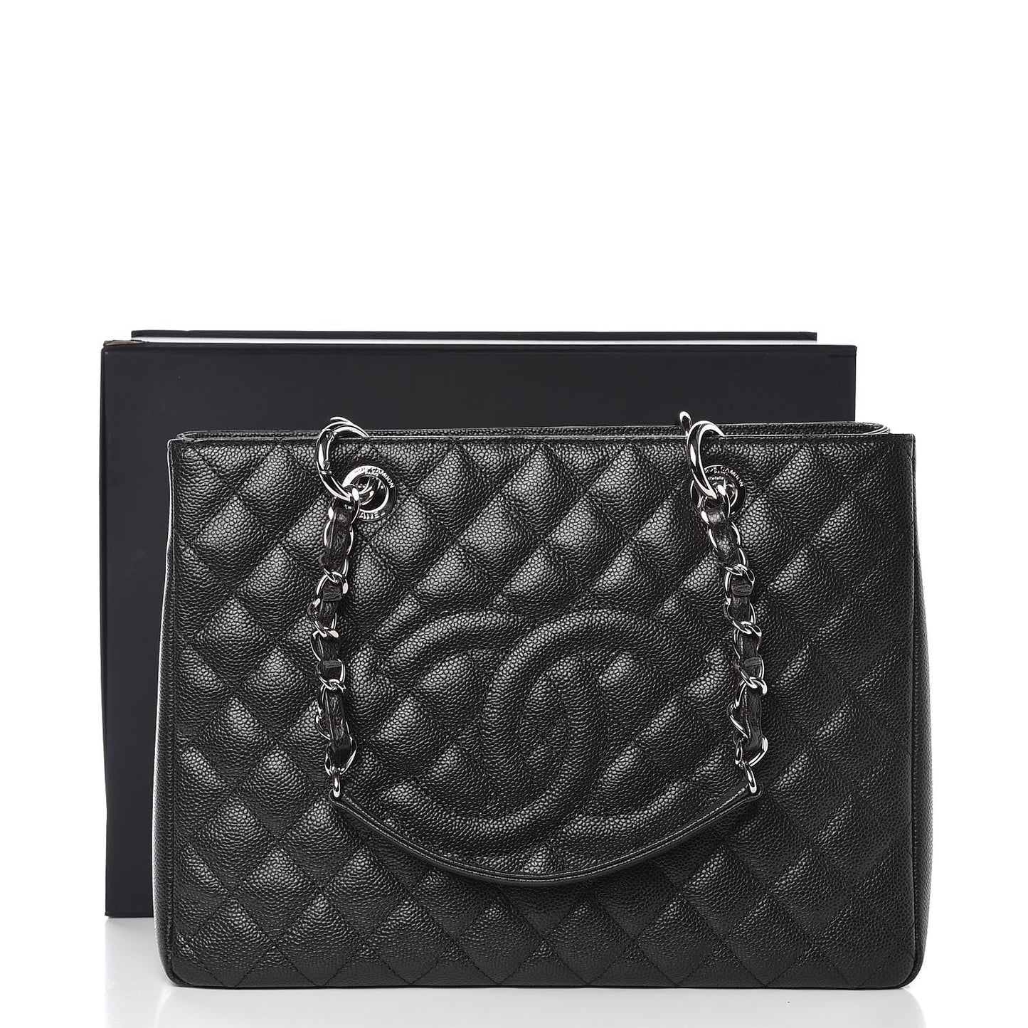 Caviar Quilted Grand Shopping Tote GST Dark Navy Blue