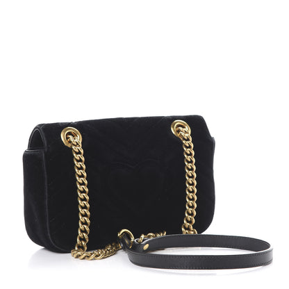 Gucci Velvet Matelasse Mini GG Marmont Shoulder Bag Black 2 of 20