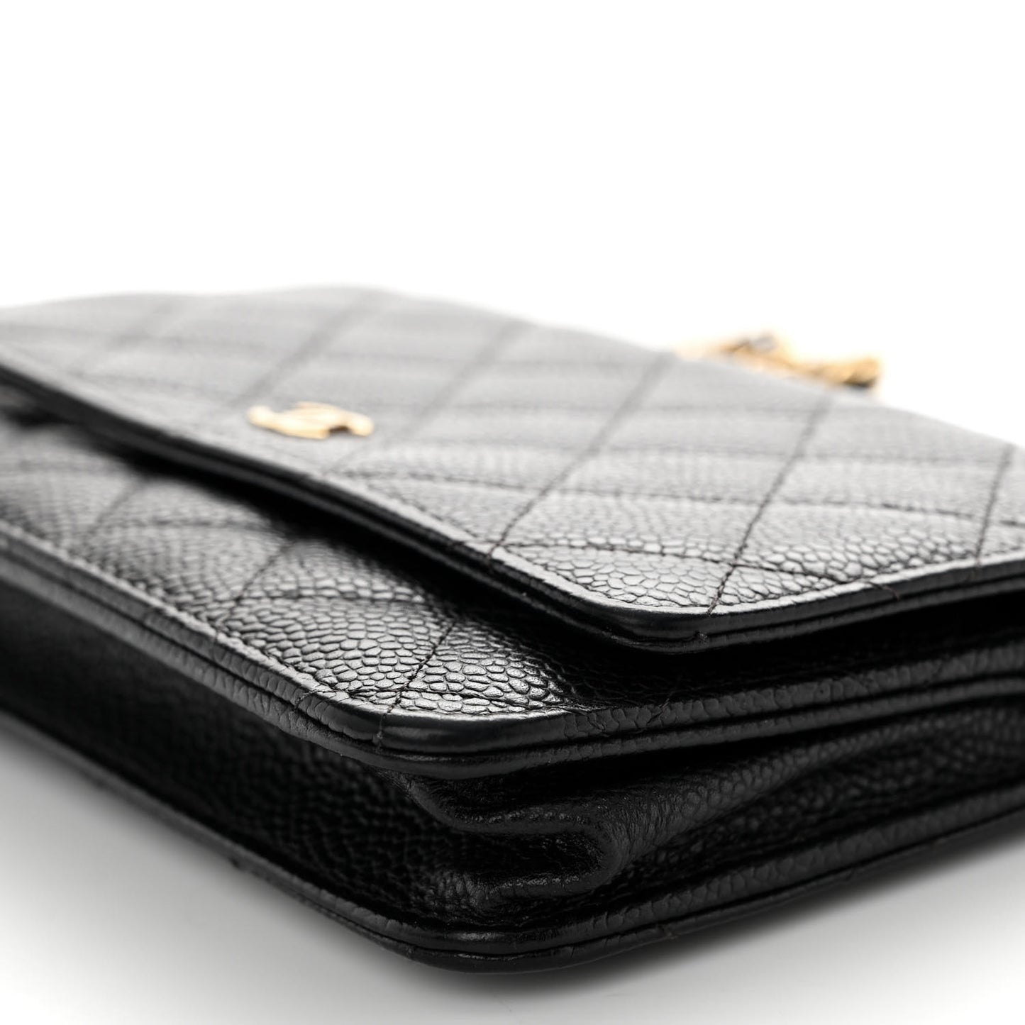 Caviar Quilted Wallet on Chain WOC Black