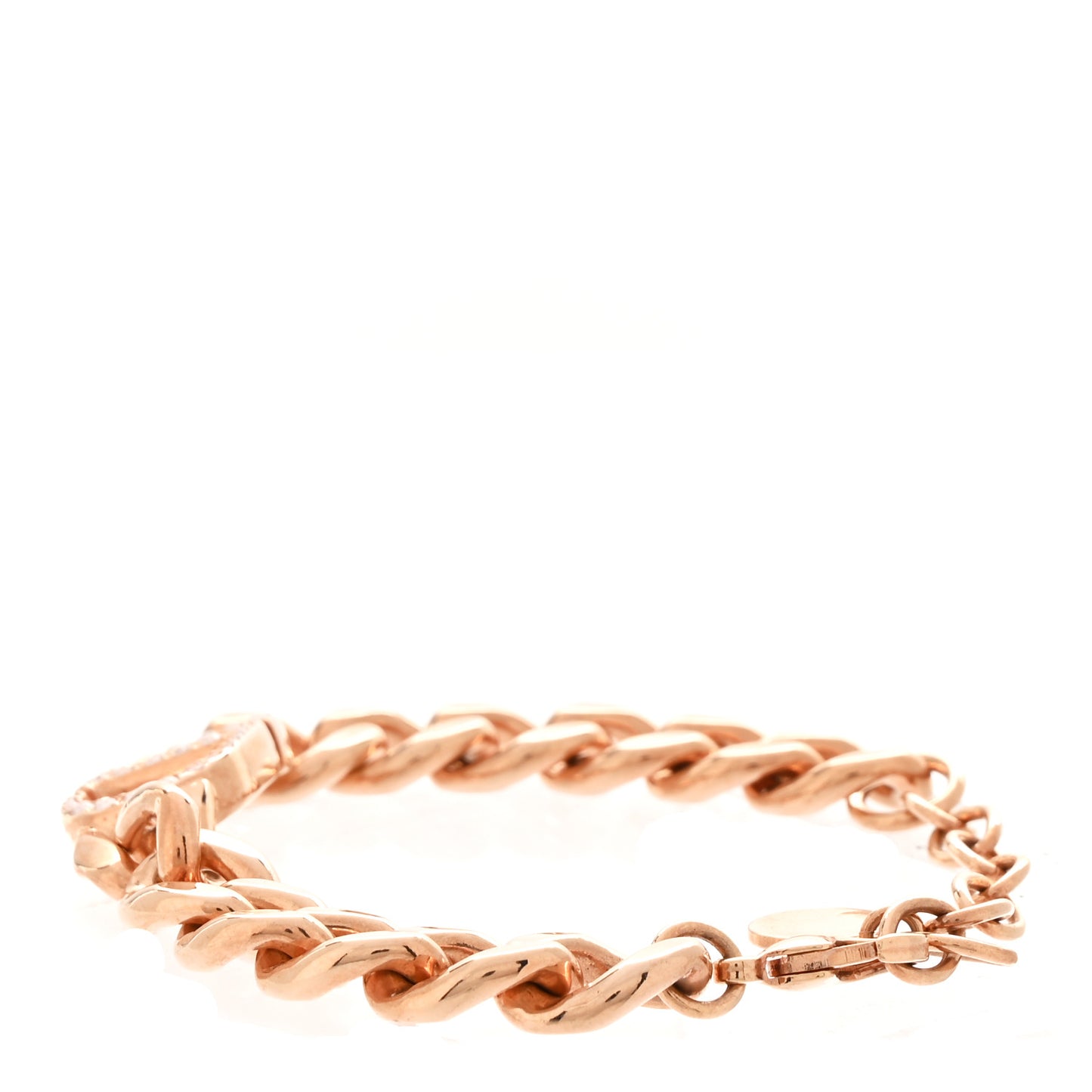 Metal Crystal CD Chain Link Bracelet Rose Gold