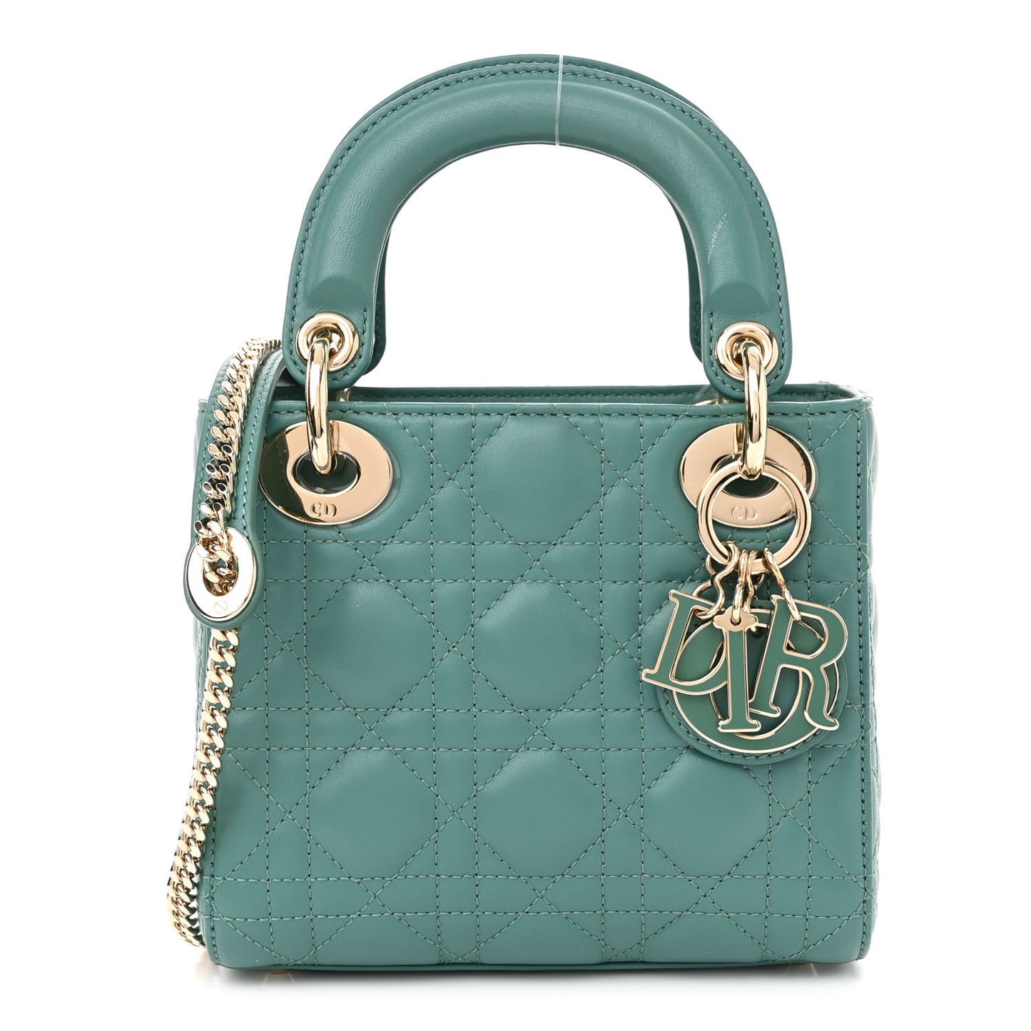 Lambskin Cannage Mini Lady Dior Storm Blue