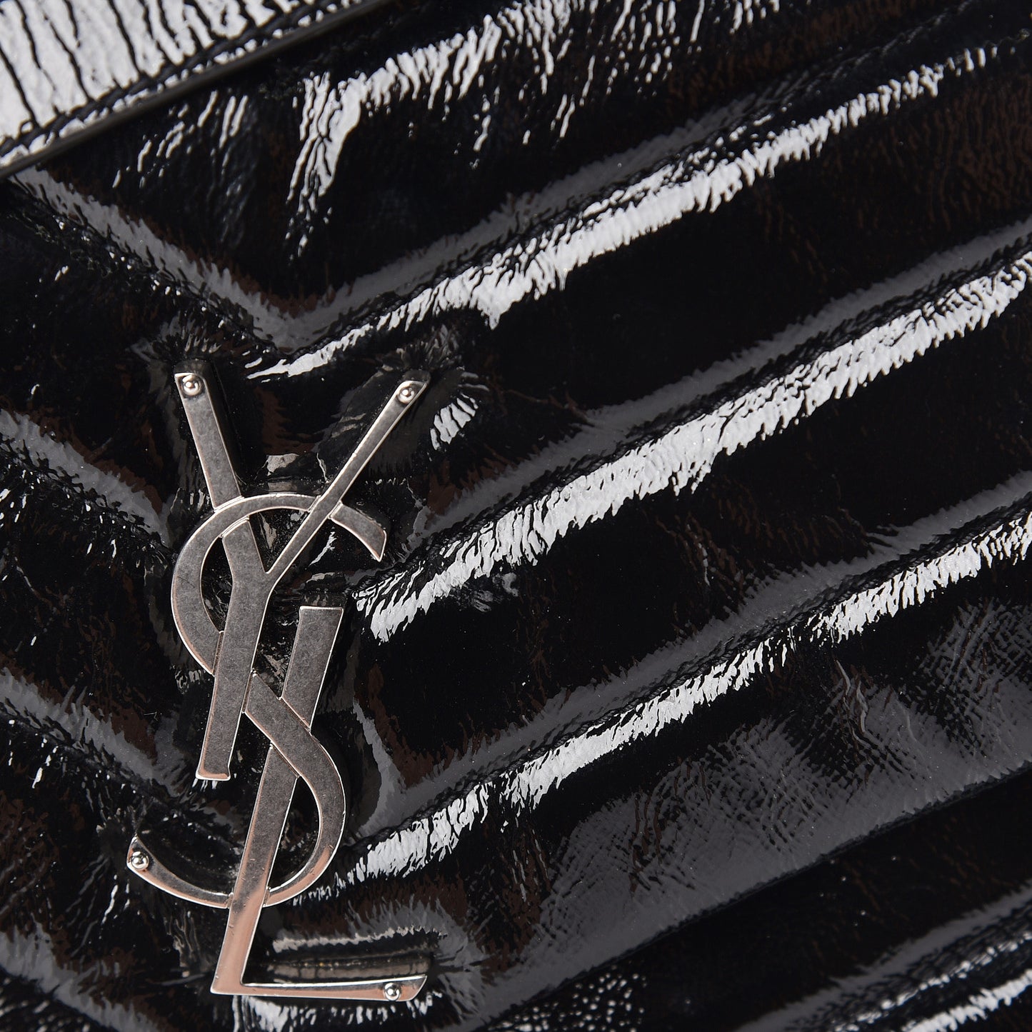 Patent Y Quilted Monogram Medium Loulou Chain Satchel Black