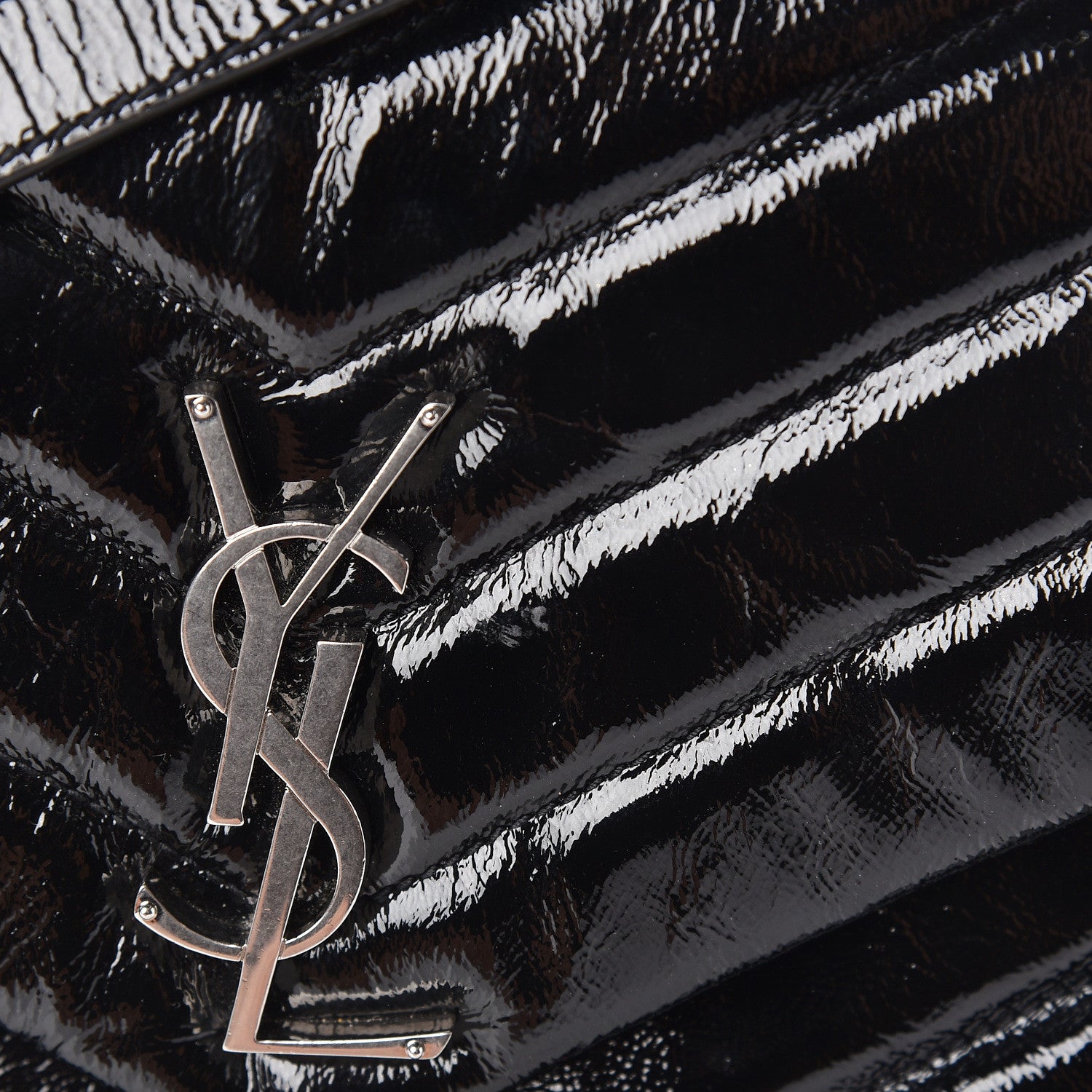 Saint Laurent Patent Y Quilted Monogram Medium Loulou Chain Satchel Black 10 of 11