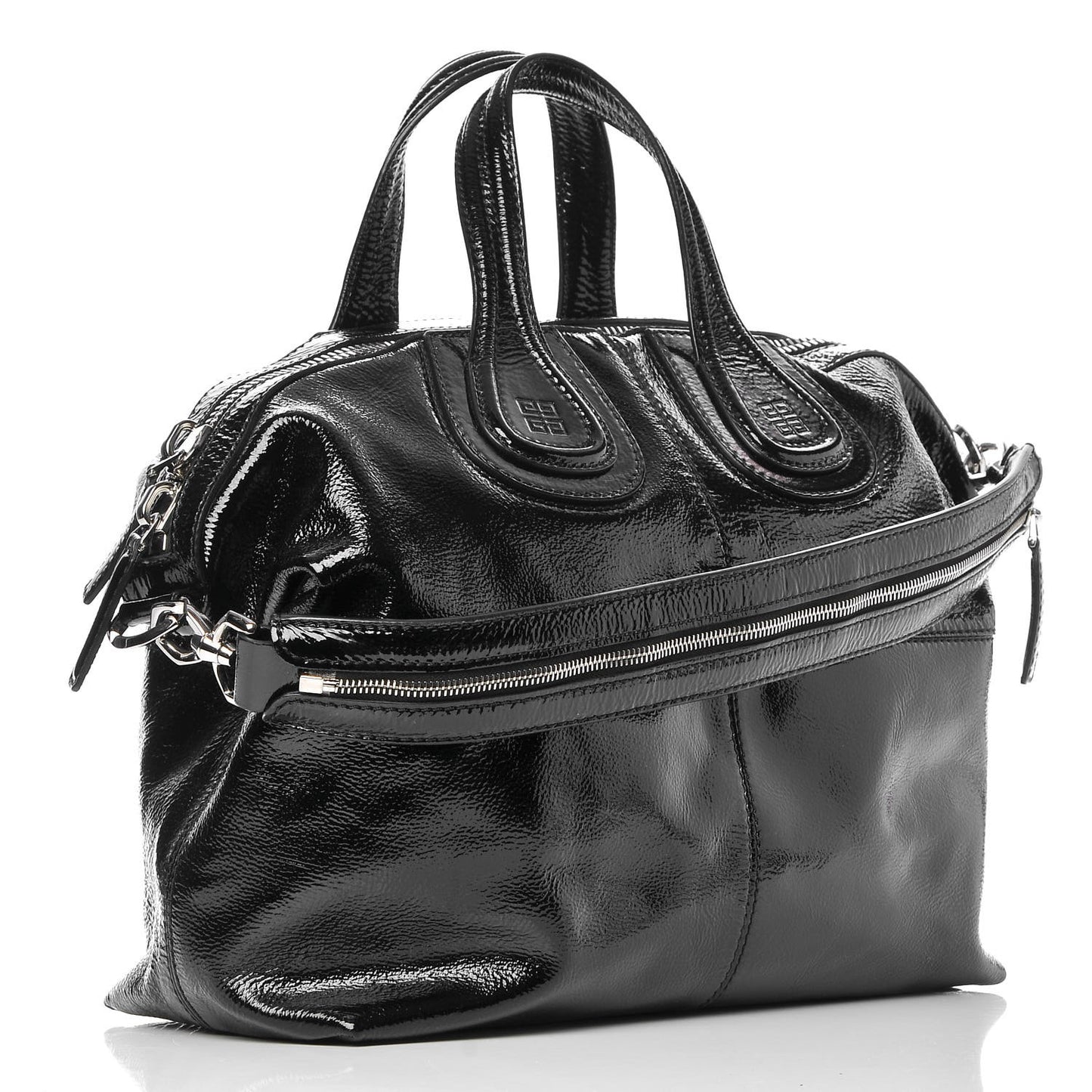 Crinkled Patent Medium Nightingale Black