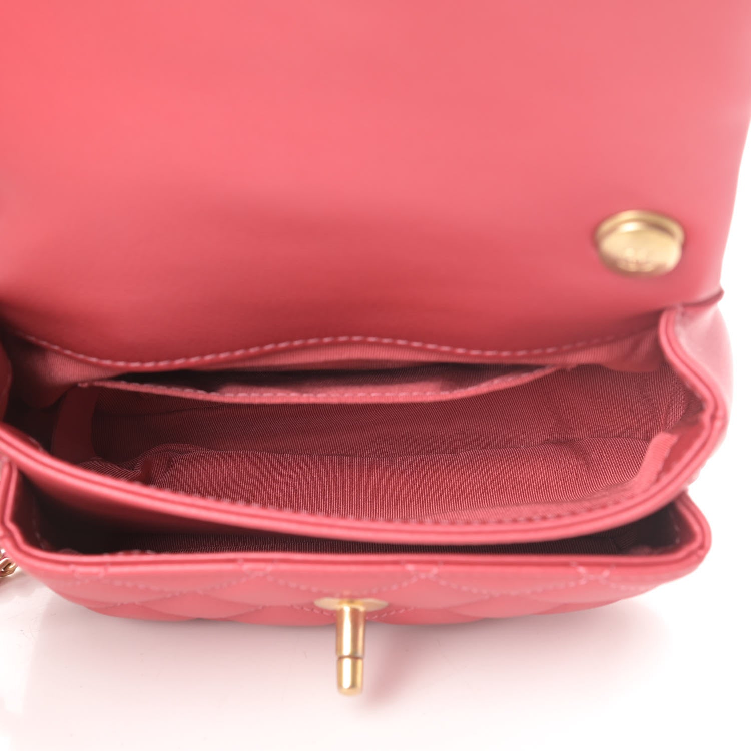 Chanel Calfskin Quilted Top Handle Flap Dark Pink 5 of 13