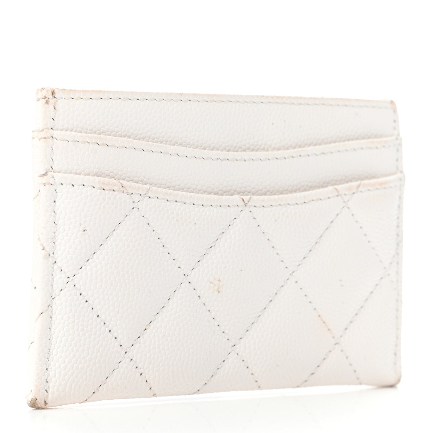 Caviar Quilted Card Holder White