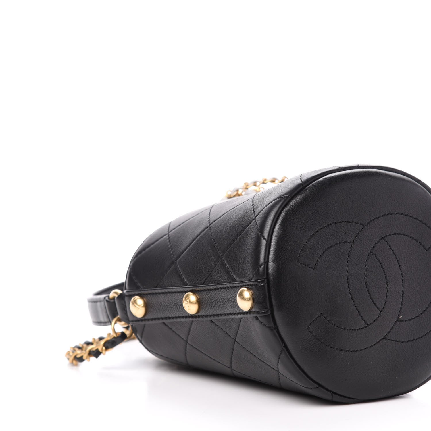 Chanel Calfskin Tweed Small CC Chain Bucket Drawstring Bag Black Multicolor 8 of 11