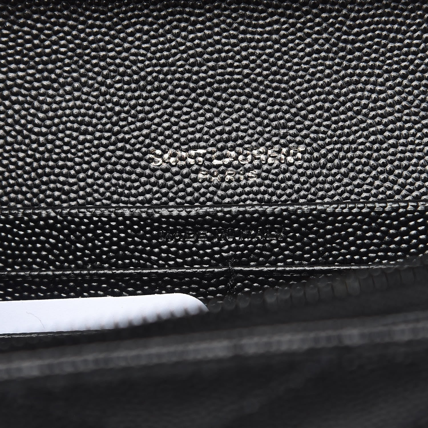 Saint Laurent Grain De Poudre Matelasse Chevron Monogram Chain Wallet Black 8 of 10