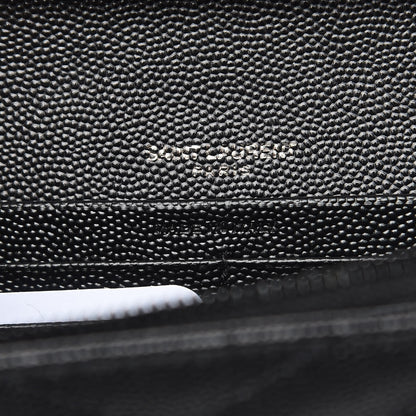 Saint Laurent Grain De Poudre Matelasse Chevron Monogram Chain Wallet Black 8 of 10