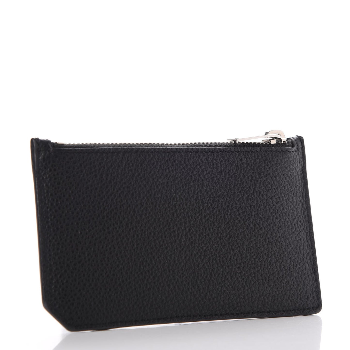 Grained Calfskin 5 Fragments Zip Pouch Card Holder Black