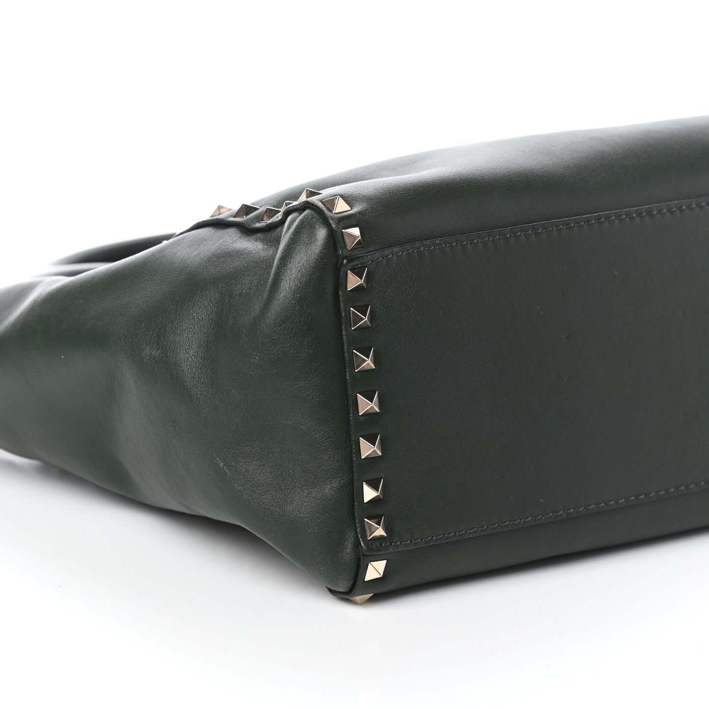 Vitello Rockstud Double Handle Tote Green