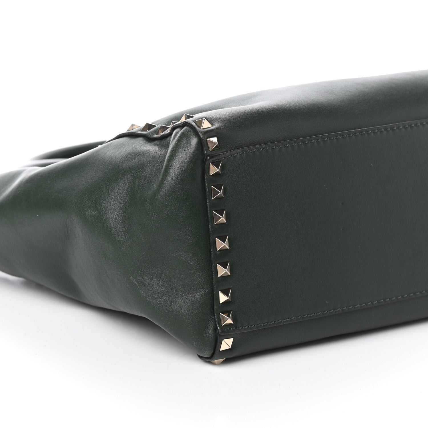 Valentino Garavani Vitello Rockstud Double Handle Tote Green 8 of 9