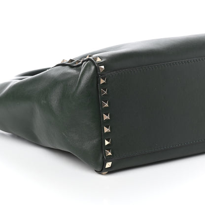 Valentino Garavani Vitello Rockstud Double Handle Tote Green 8 of 9