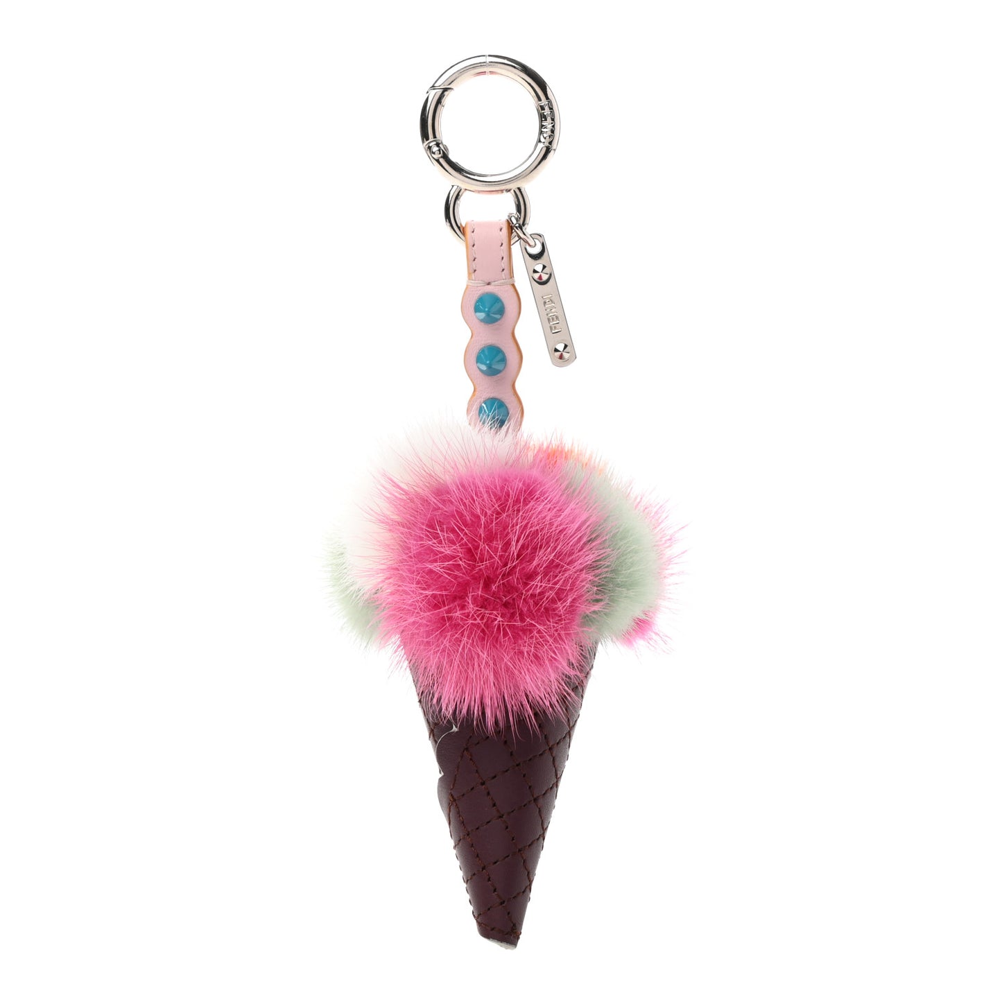 Mink Fur Calfskin Fun Fair Bag Charm Multicolor