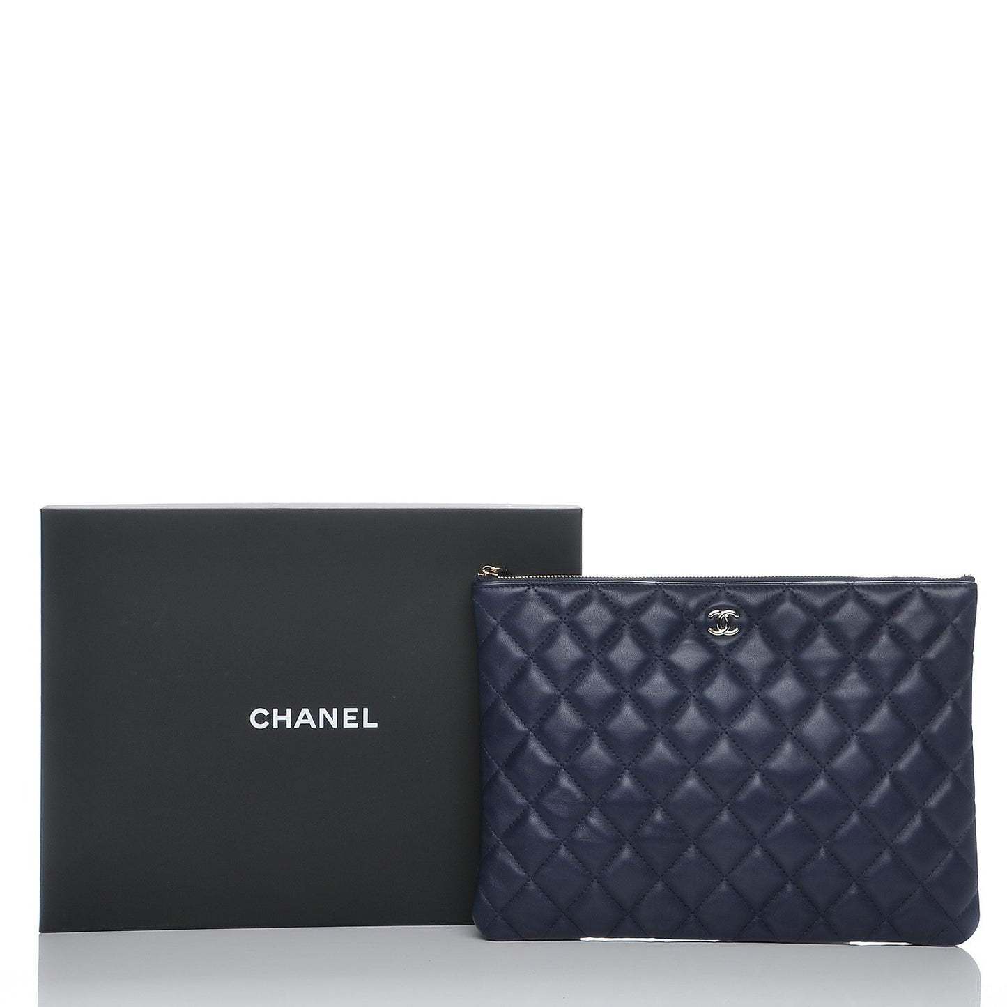 Lambskin Quilted Medium Cosmetic Case Navy